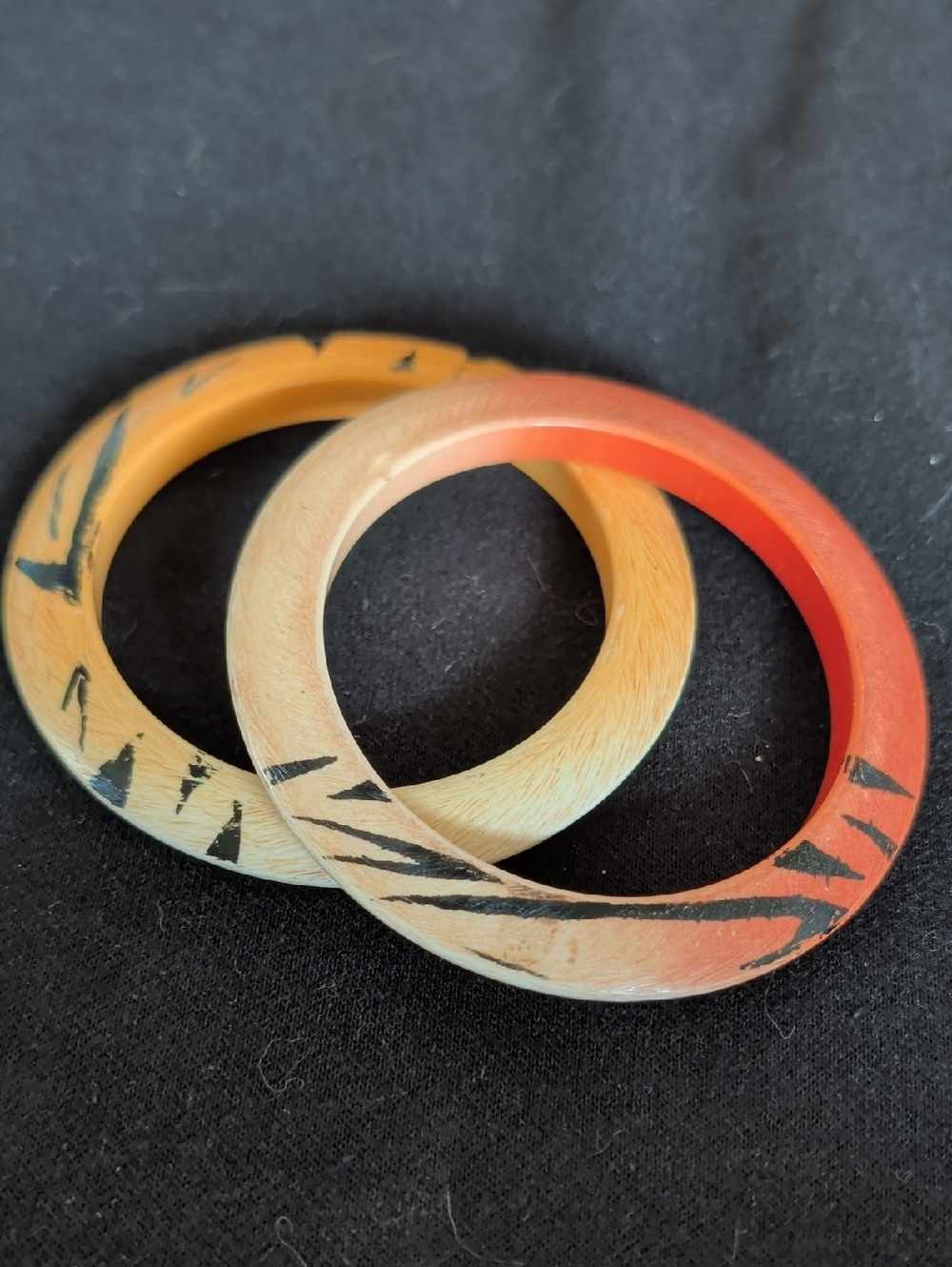 Painted Wooden Bangle Set - Tiger Print Design
